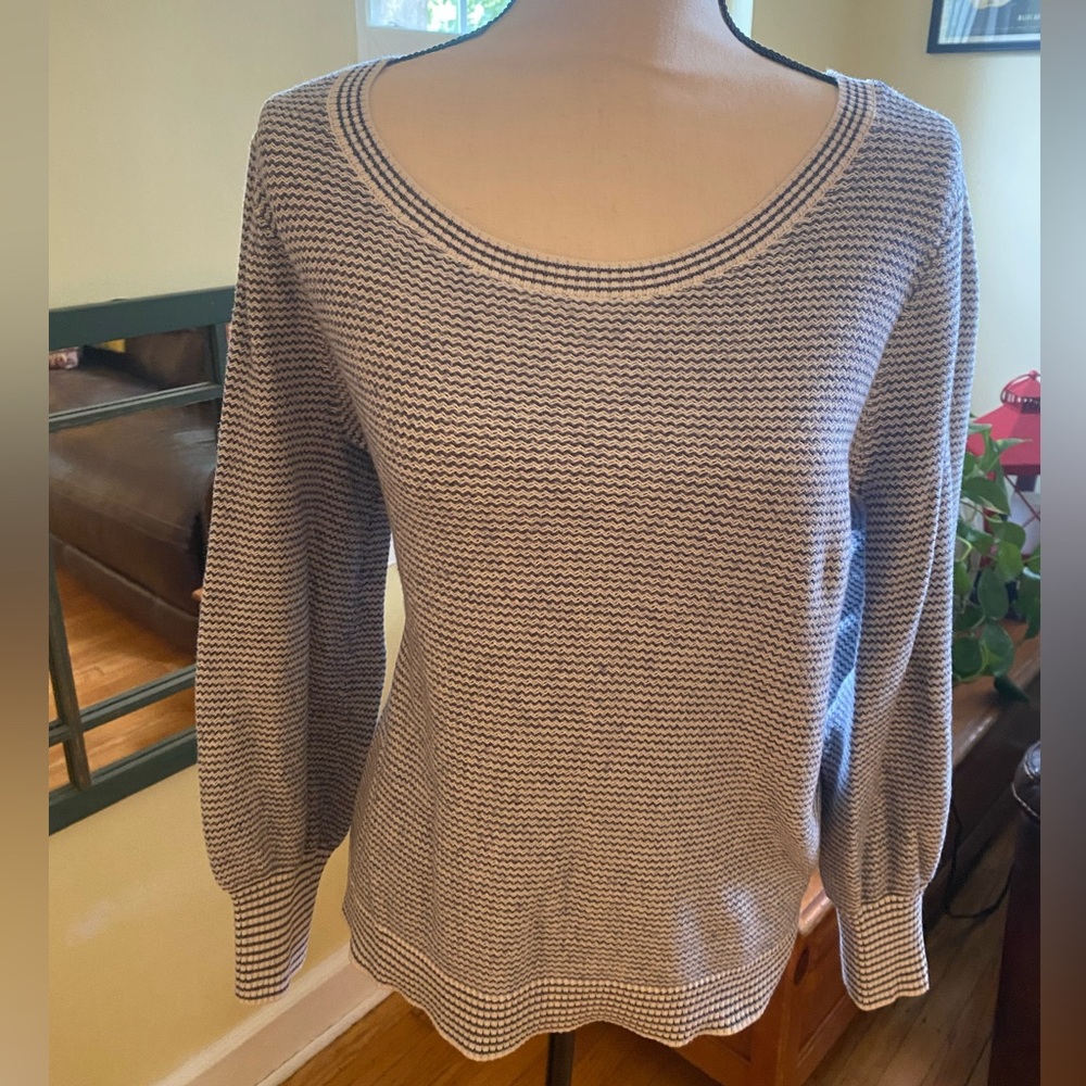 Talbots Blue and White zigzag striped boat neck sweater/ Women's Size 1XP